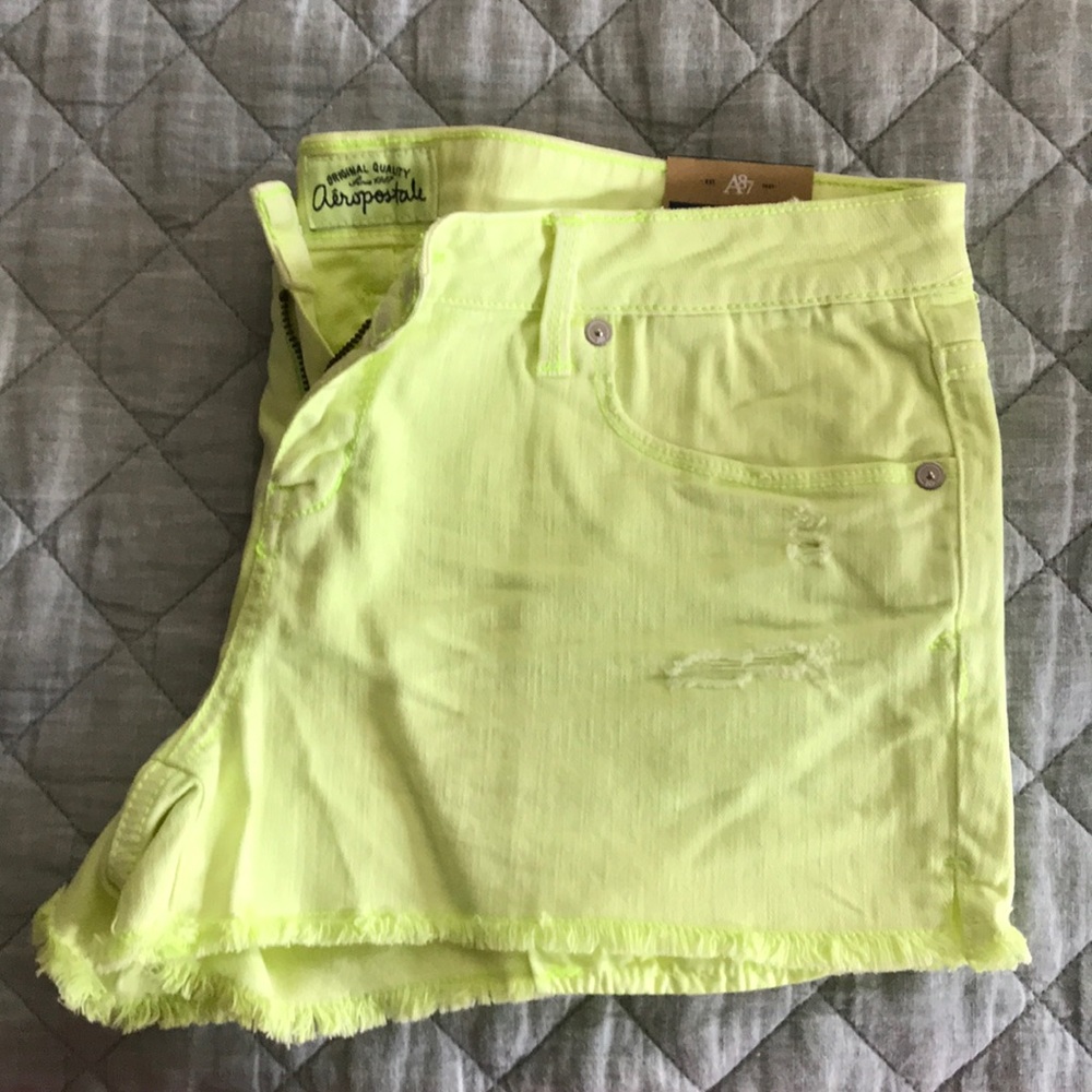 Neon yellow cut off shorts